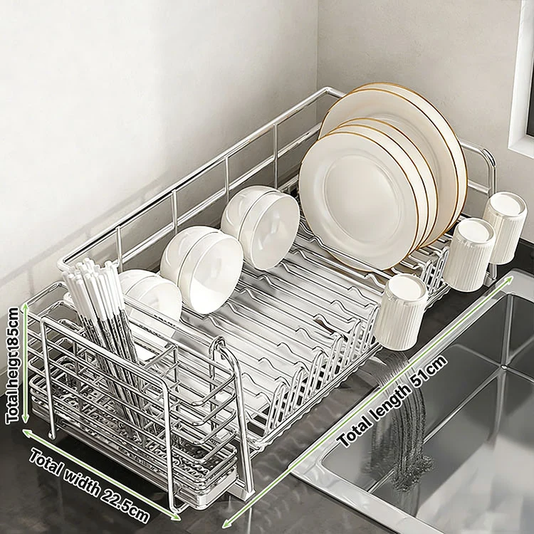 No Assembly Adjustable Stainless Steel Dish Rack